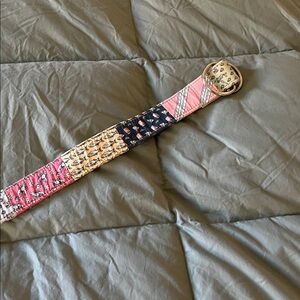 Vineyard Vines Patchwork Belt with Gold Buckle
